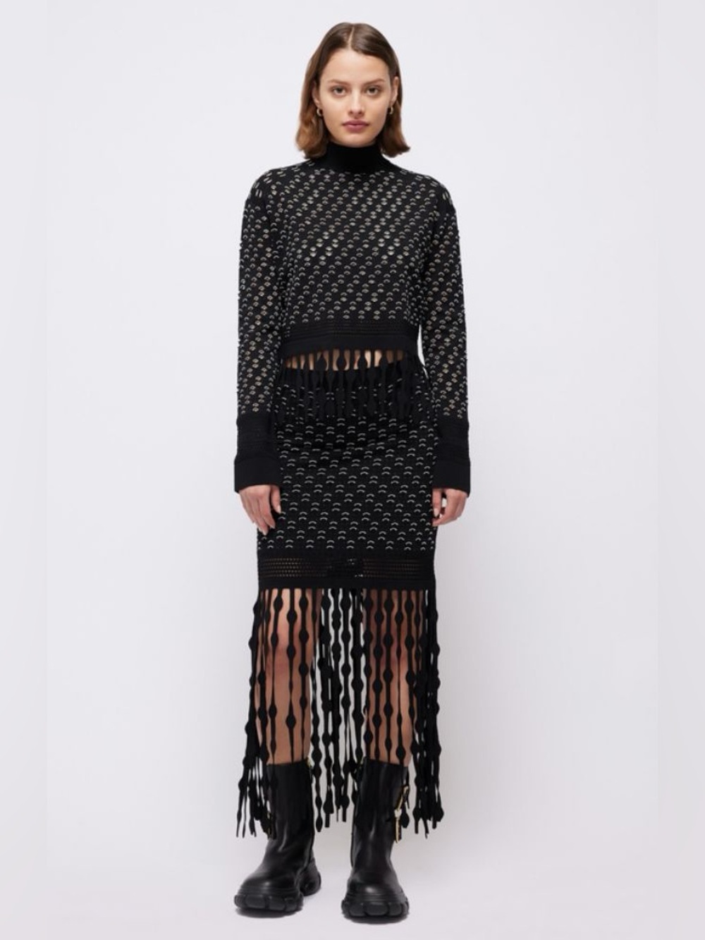 Simkhai New Flippa Lattice Fringed Skirt Size S $954.00